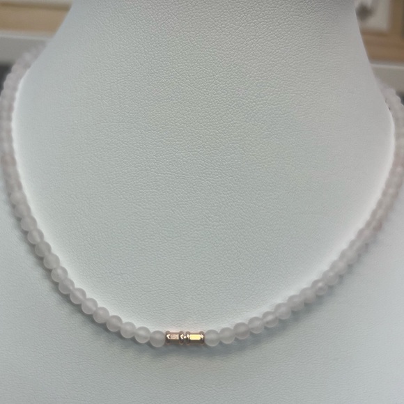 NP139 Genuine 11-12mm IvoryEdisonPearl 16” Necklace Matte Brazilian Rose Quartz - Picture 3 of 4